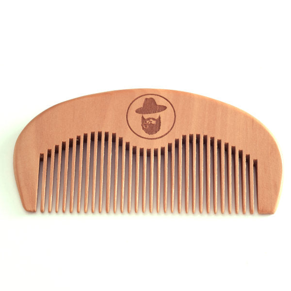 medium tooth wooden beard comb with smoky mountain beard logo